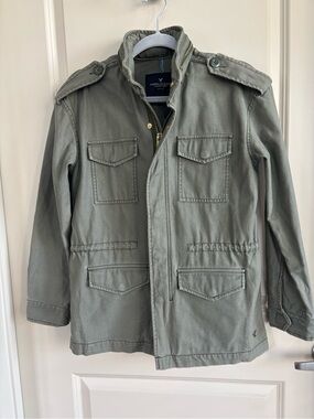 American Eagle Outfitters Olive Green Military Field Jacket